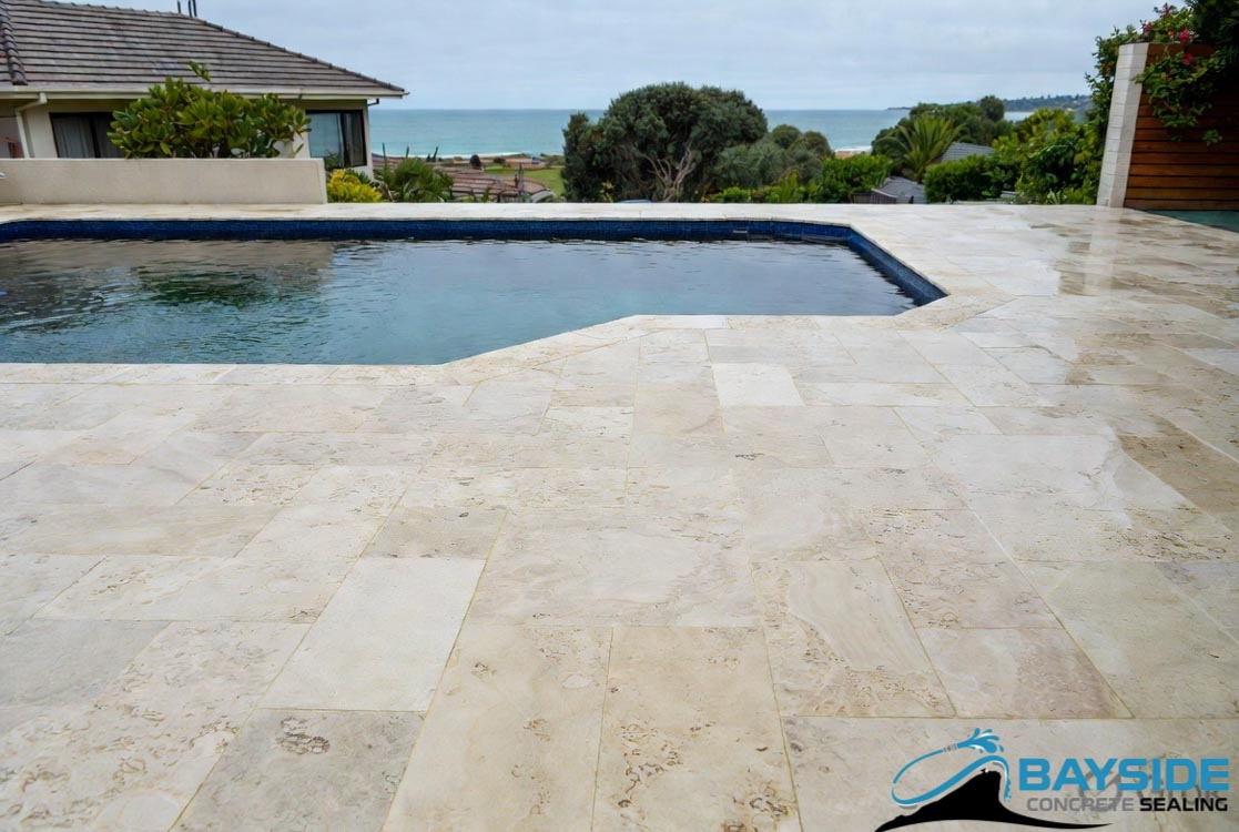 Sealed limestone paving for stain resistance and coastal living